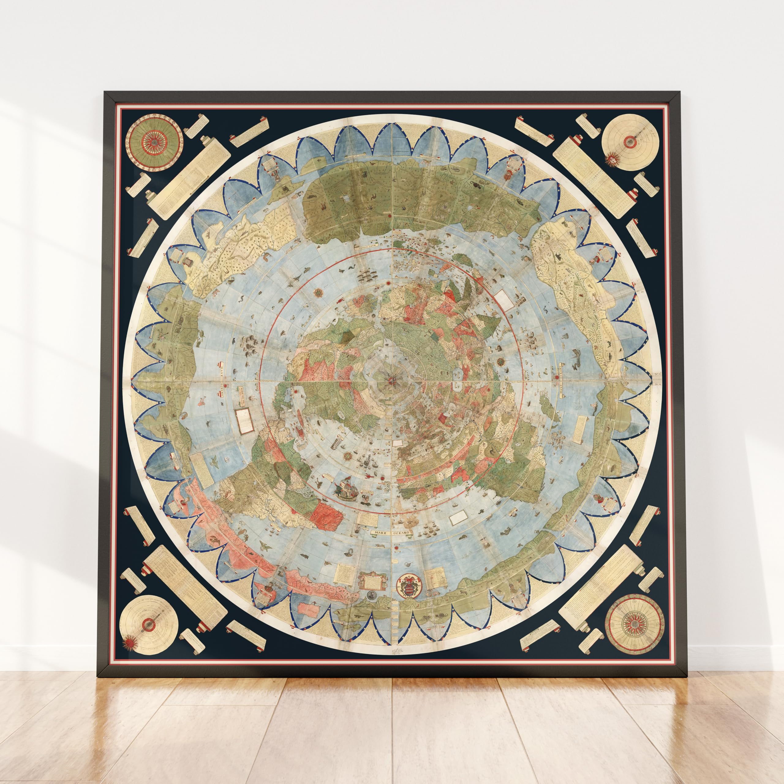 Historic Map - Map of the World, 1587, Urbano Monte - Vintage Wall Art - 44in x 44in