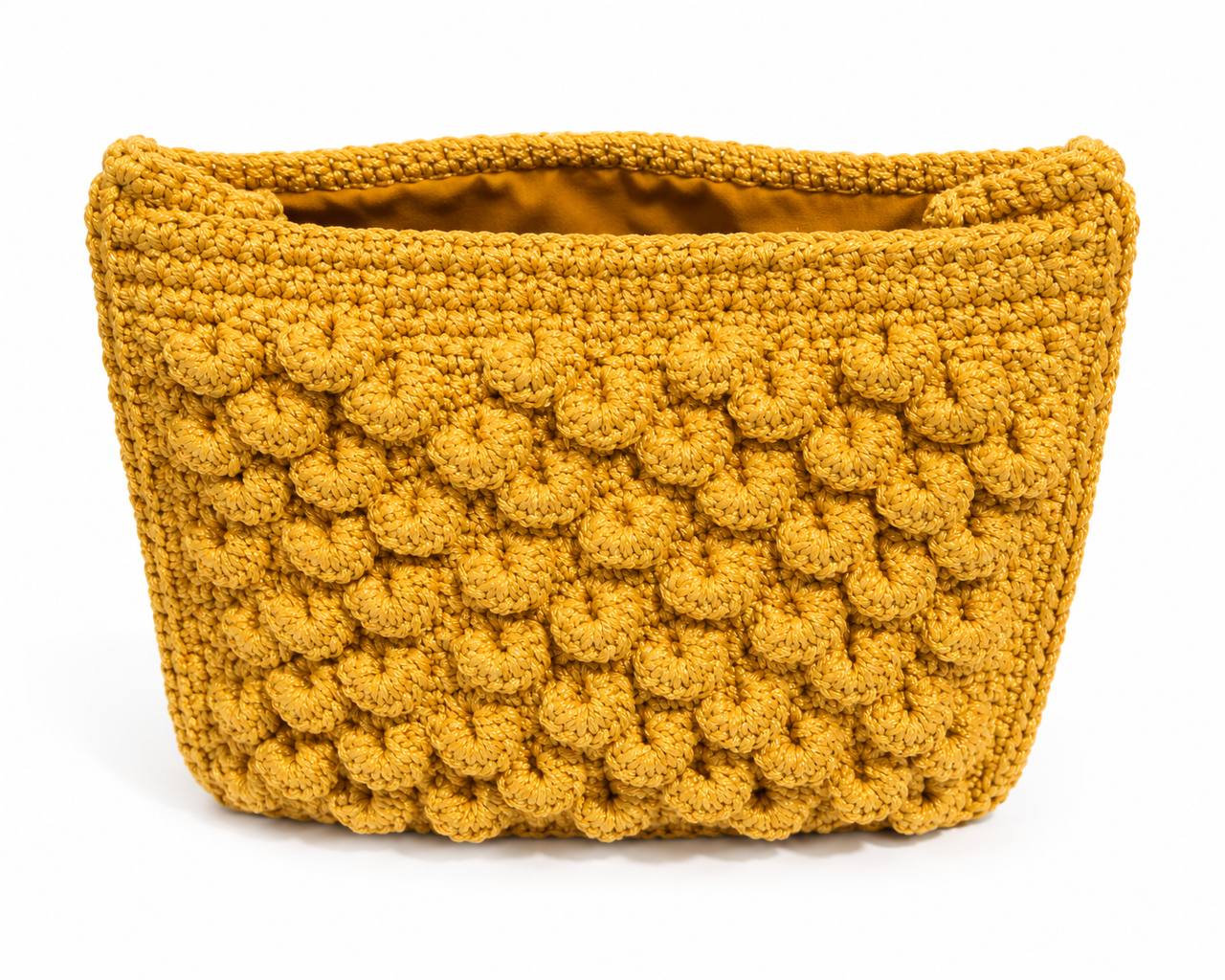 Hand-Crocheted Floral Accent Bag - Golden Mustard Clutch